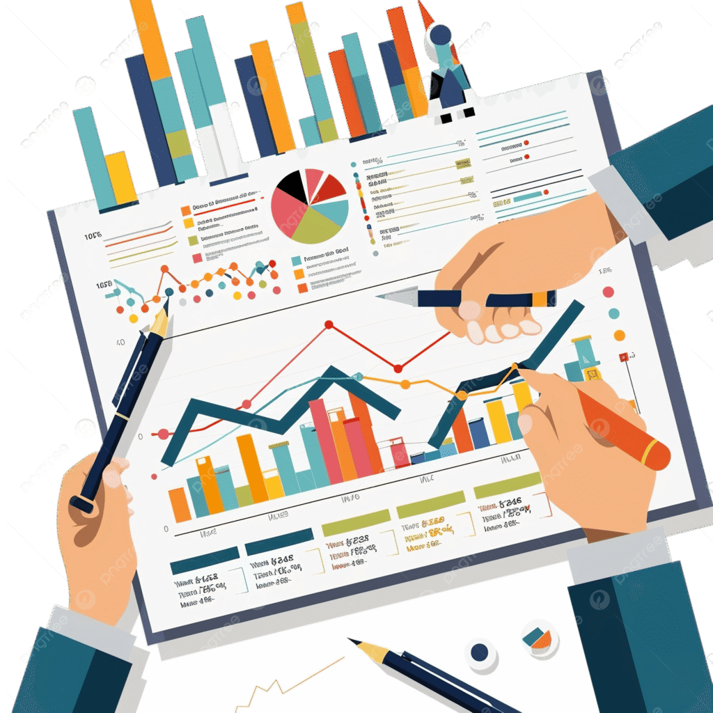 pngtree annual report reaching company goals flat png image 15957175